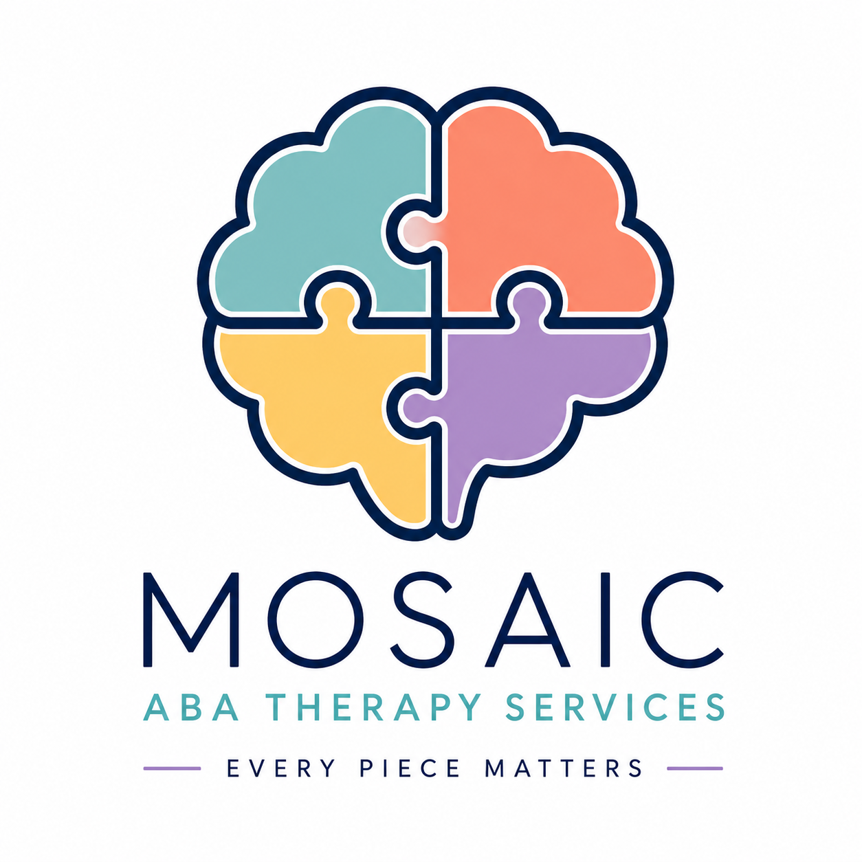 Mosaic ABA Therapy Services logo, a four-color puzzle-piece brain